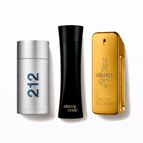 Combo di 3 profumi: 212 Men NYC, One Million di Paco Rabanne, Armani Code Homme 100 ml