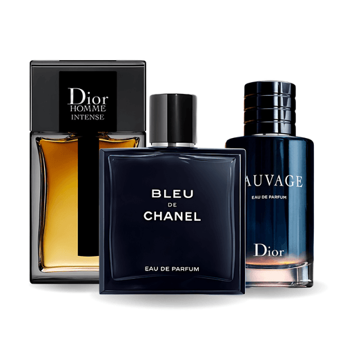 Combo di 3 profumi Sauvage di Dior, Bleu de Chanel e Dior Homme Intense da 100 ml