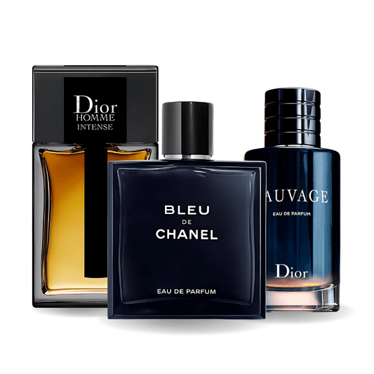Combo di 3 profumi Sauvage di Dior, Bleu de Chanel e Dior Homme Intense da 100 ml