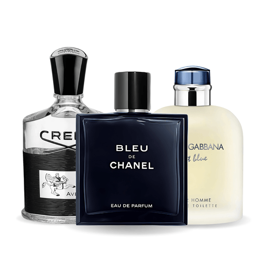 Combo di 3 profumi: Bleu de Chanel, Aventus di Creed, Light Blue di Dolce & Gabbana