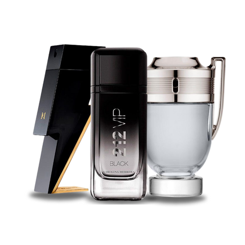 Combo di 3 profumi: Bad Boy e 212 VIP Black di Carolina Herrera, Invictus di Paco Rabanne da 100 ml