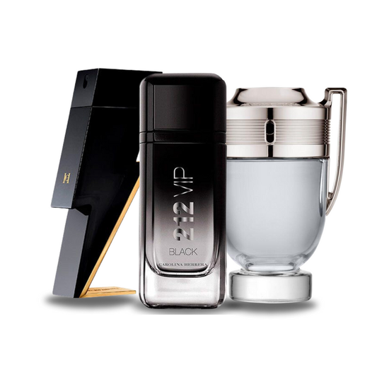 Combo di 3 profumi: Bad Boy e 212 VIP Black di Carolina Herrera, Invictus di Paco Rabanne da 100 ml